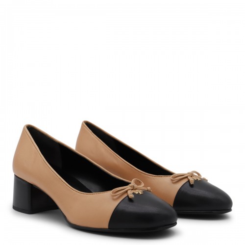 BROWN AND BLACK LEATHER PUMPS