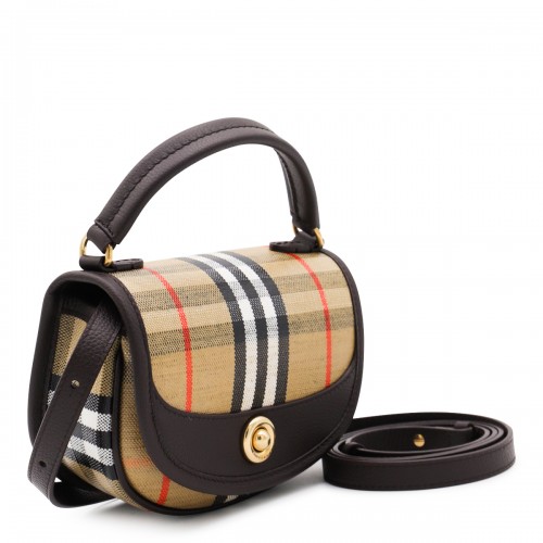 BEIGE AND BLACK LEATHER HIGHLAND MINI BAG