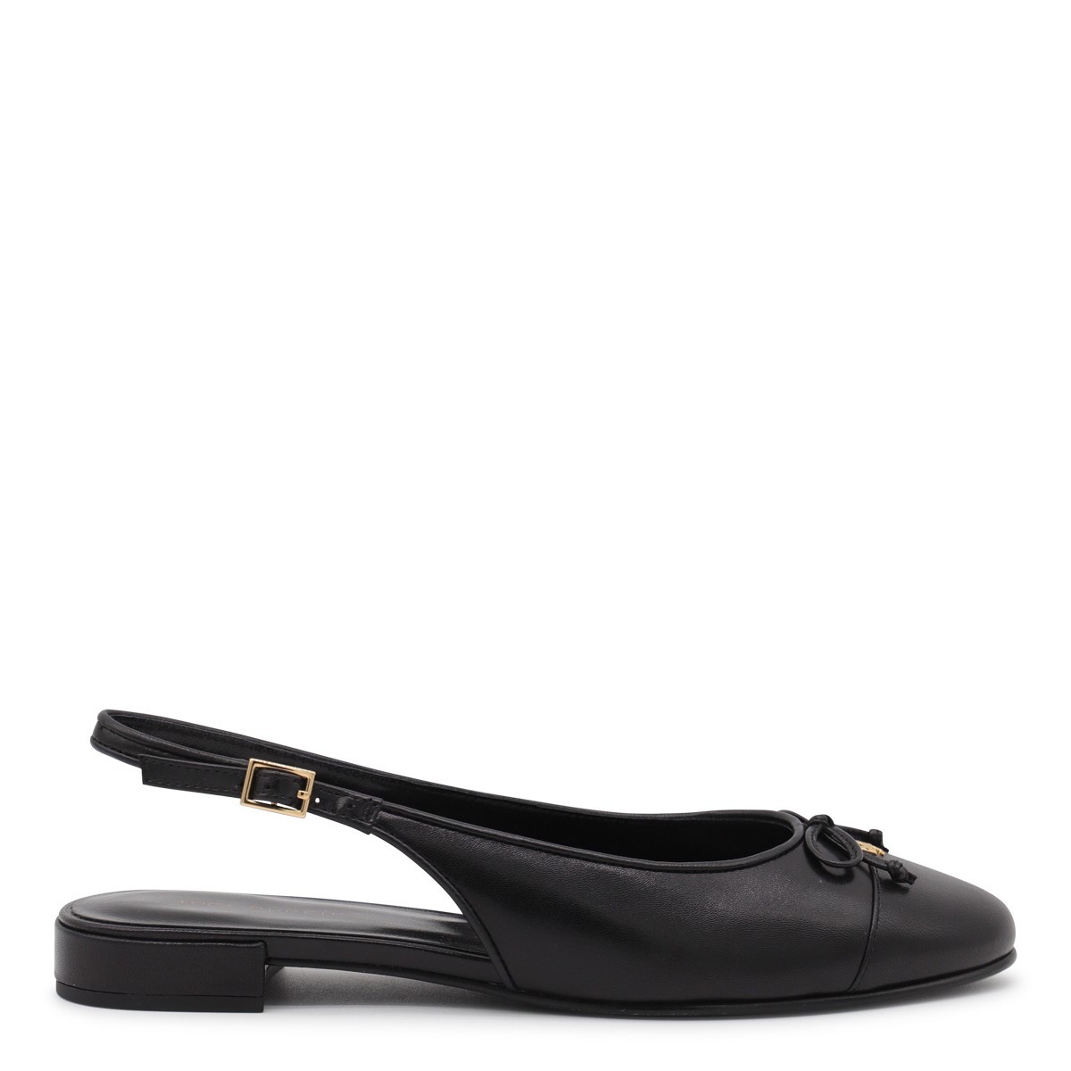 BLACK LEATHER FLATS