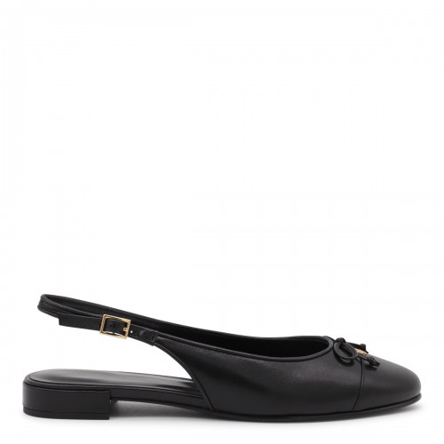 BLACK LEATHER FLATS