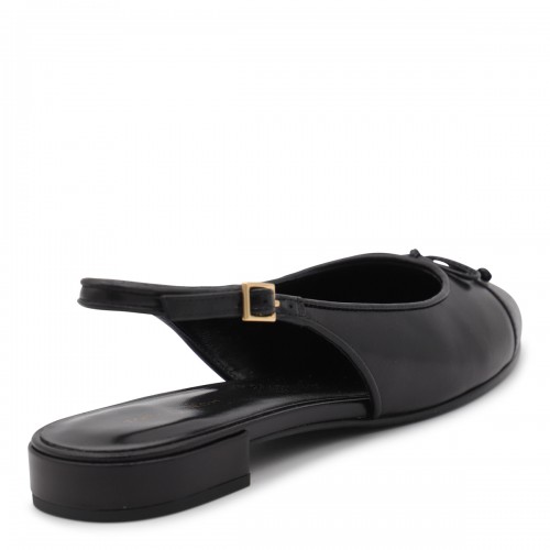 BLACK LEATHER FLATS