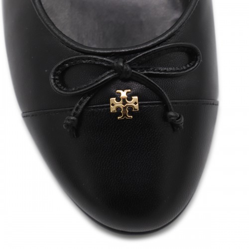 BLACK LEATHER FLATS