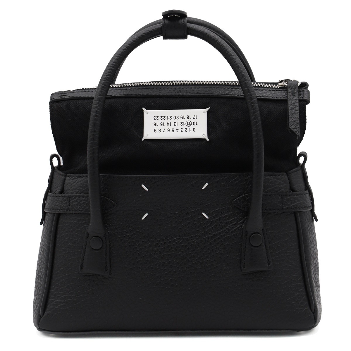 BLACK LEATHER 5AC EAST WEST SMALL TOP HANDLE BAG