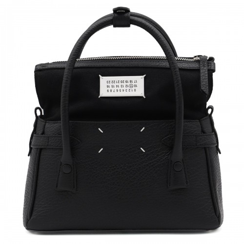 BLACK LEATHER 5AC EAST WEST SMALL TOP HANDLE BAG