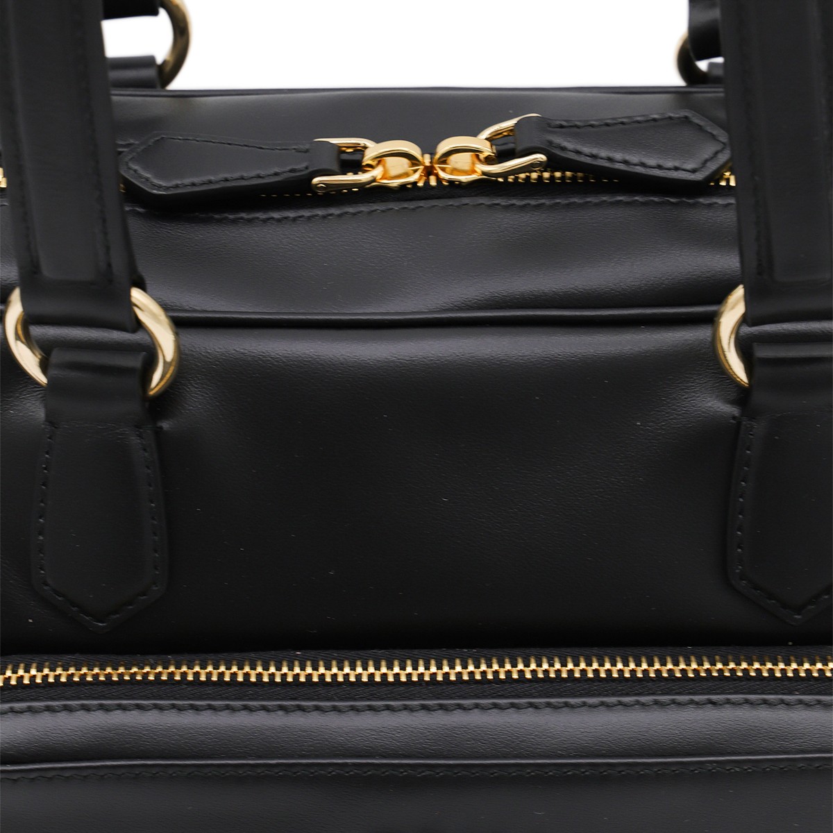 BLACK LEATHER POCKET SHOULDER BAG
