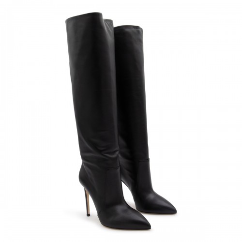 BLACK LEATHER STILETTO BOOTS 2