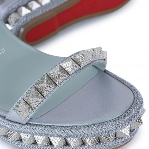 LIGHT BLUE LEATHER PYRACLOU ESPADRILLAS