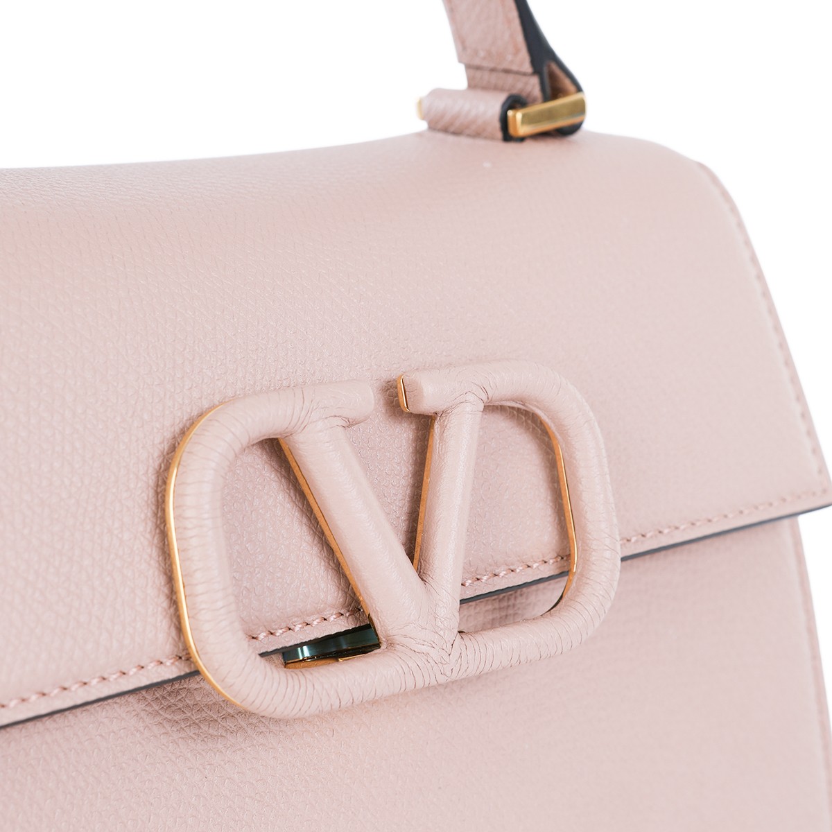 LIGHT PINK LEATHER TOP HANDLE BAG