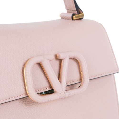 LIGHT PINK LEATHER TOP HANDLE BAG