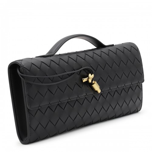 BLACK LEATHER ANDIAMO CLUTCH 2