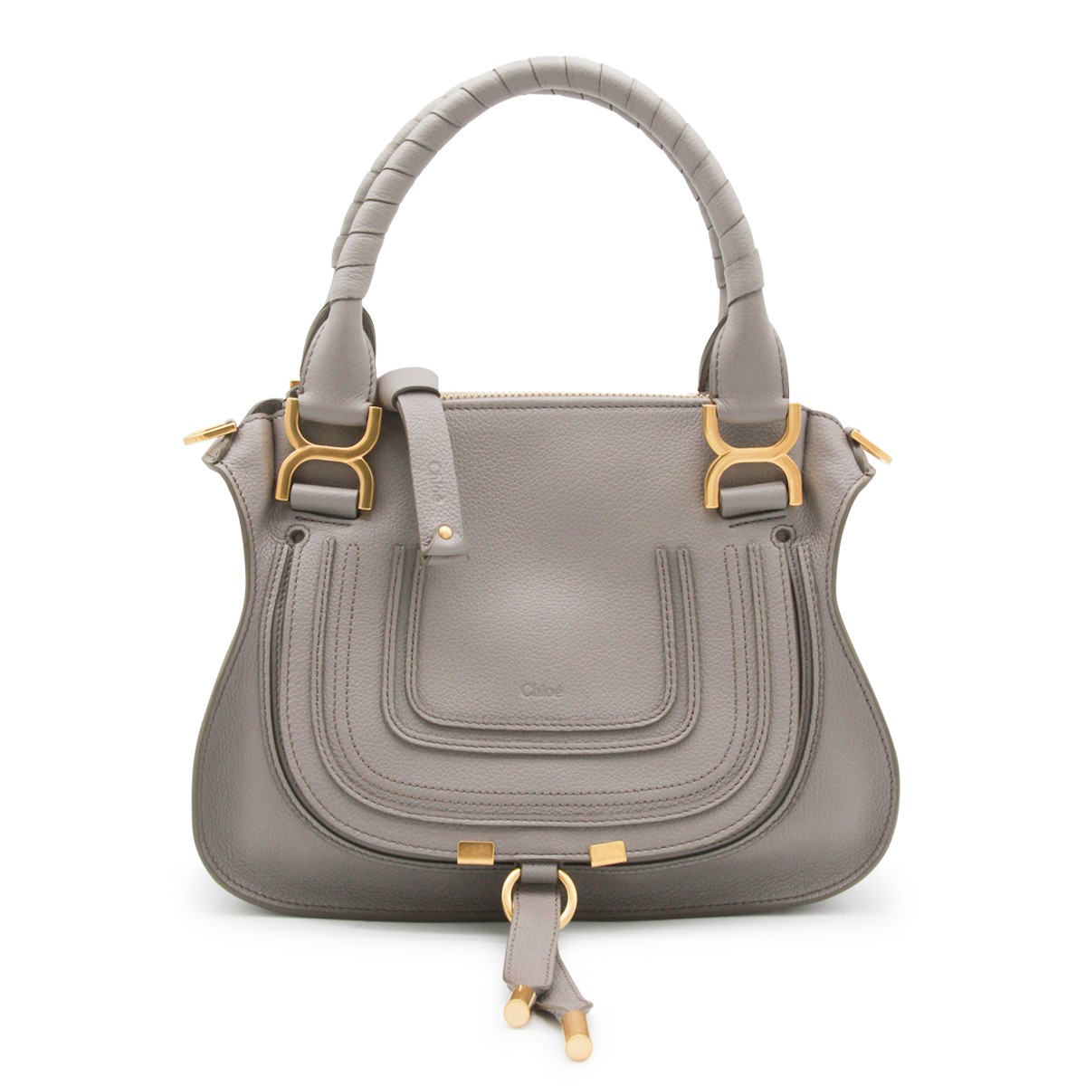 GREY LEATHER MARCIE TOP HANDLE BAG