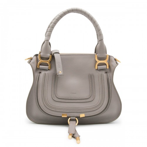 GREY LEATHER MARCIE TOP HANDLE BAG