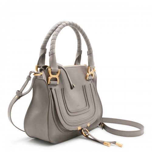 GREY LEATHER MARCIE TOP HANDLE BAG