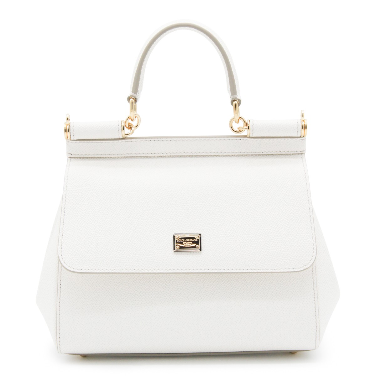 WHITE LEATHR SICILY TOP HANDLE BAG