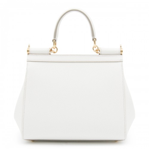 WHITE LEATHR SICILY TOP HANDLE BAG