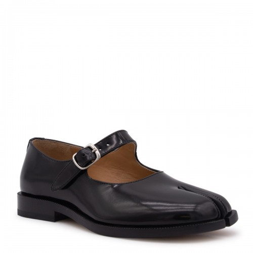 BLACK LEATHER FLATS