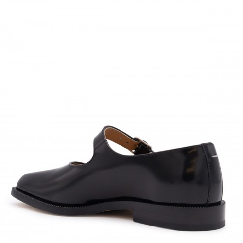 BLACK LEATHER FLATS