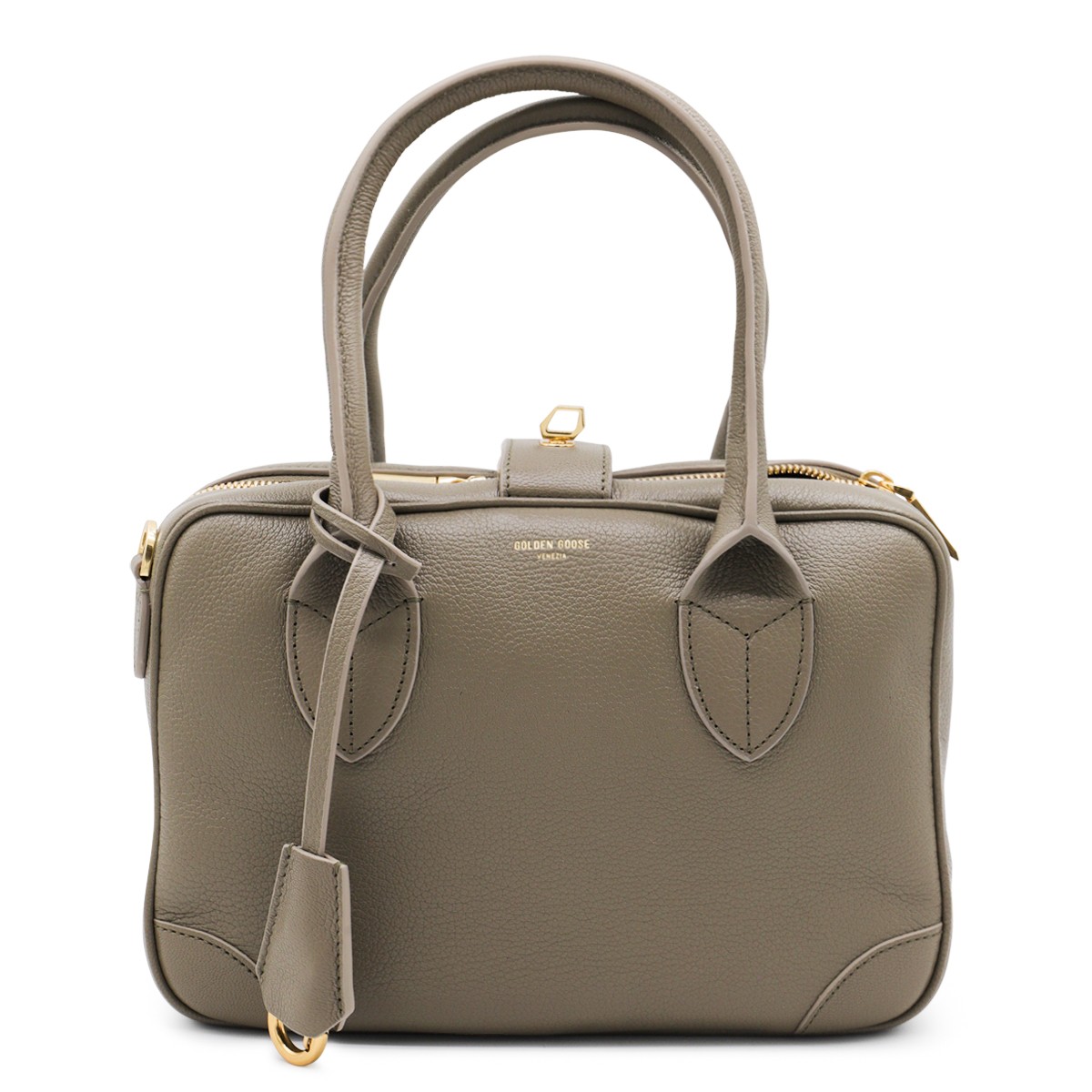 GREEN LEATHER TOP HANDLE  BAG