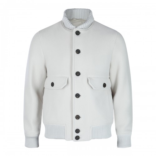 WHITE WOOL CASUAL JACKET