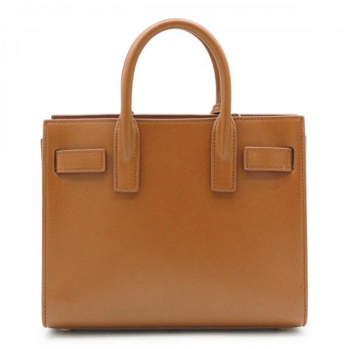 BROWN LEATHER SAC DE JOUR NANO TOP HANDLE BAG