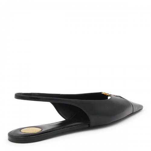 BLACK LEATHER BABYLONE FLATS