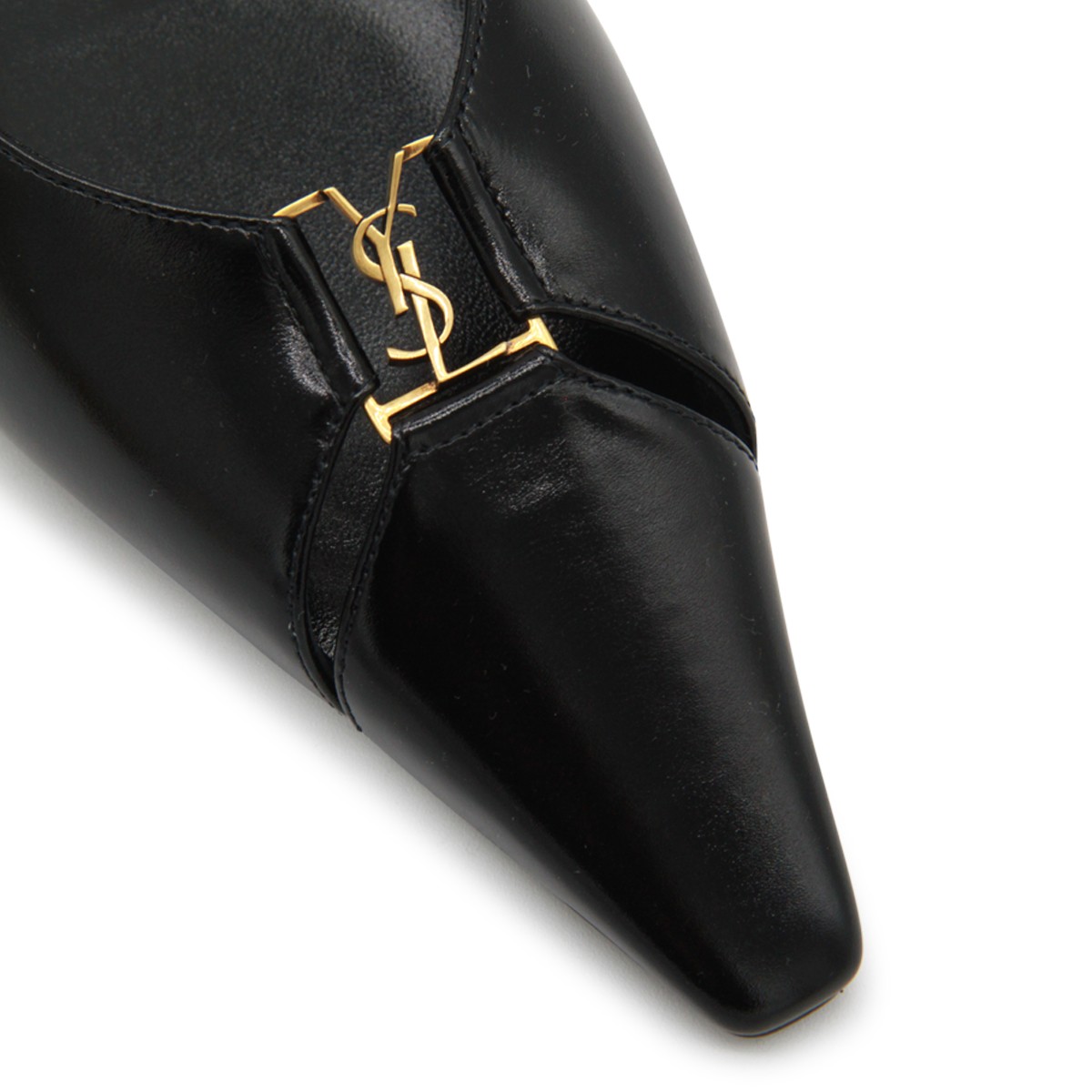 BLACK LEATHER BABYLONE FLATS