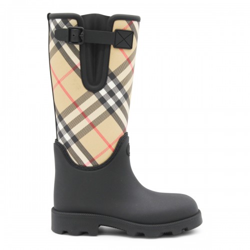BLACK AND BEIGE MARSH STAMP BOOTS