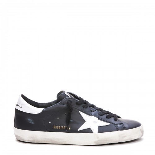 BLACK AND WHITE LEATHER SUPER STAR SNEAKERS