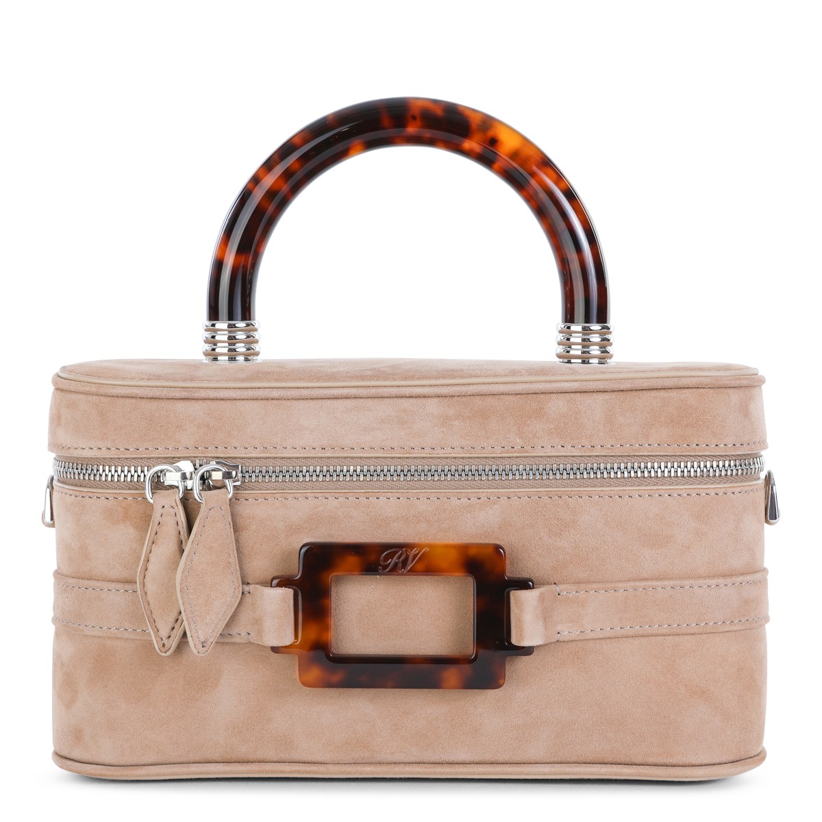 BEIGE LEATHER VANITY BELLE TOP HANDLE BAG