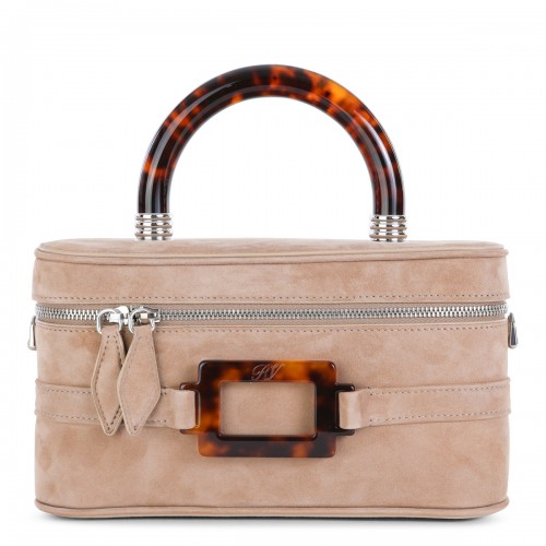 BEIGE LEATHER VANITY BELLE TOP HANDLE BAG