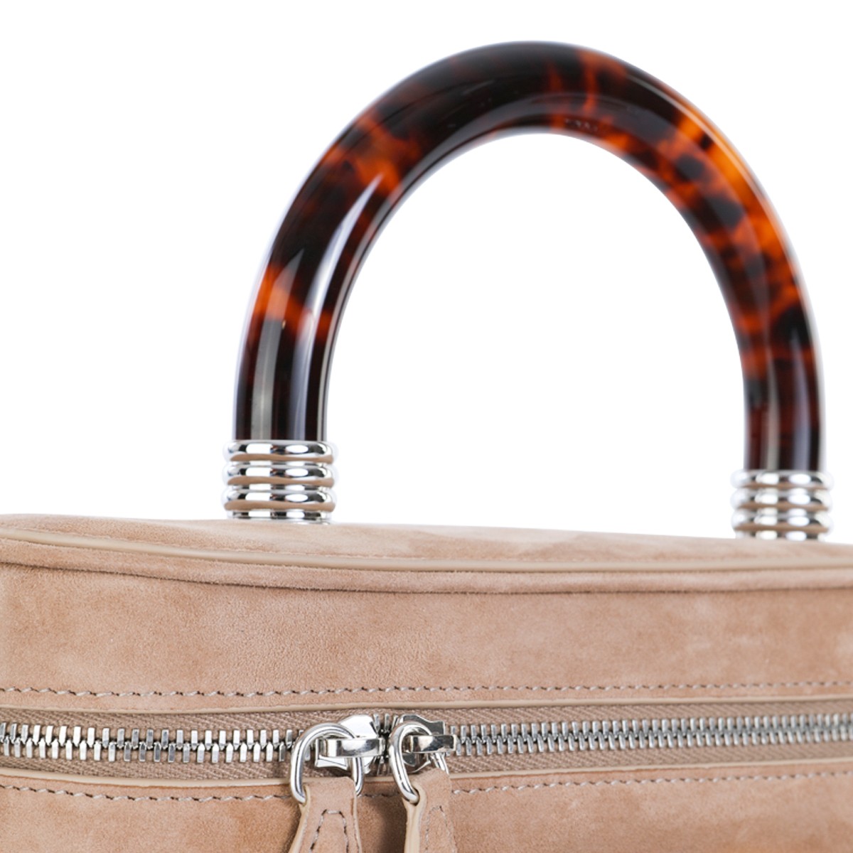 BEIGE LEATHER VANITY BELLE TOP HANDLE...