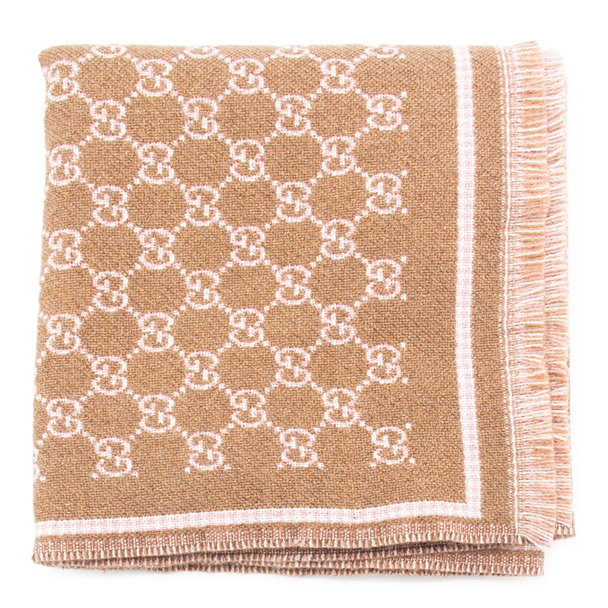BEIGE AND PINK WOOL SCARF