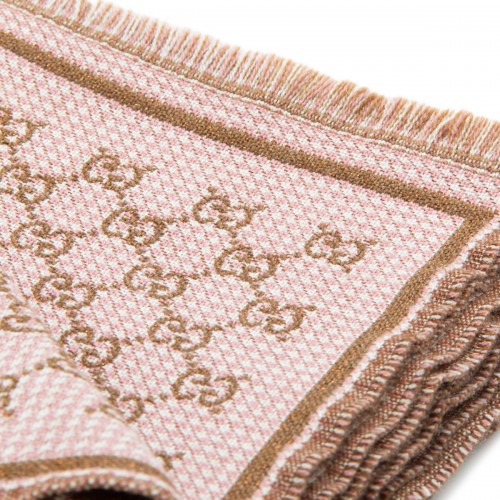 BEIGE AND PINK WOOL SCARF