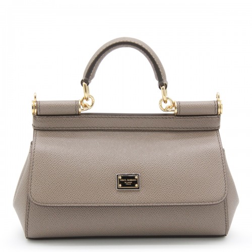 BEIGE LEATHER SICILY SMALL TOP HANDLE BAG