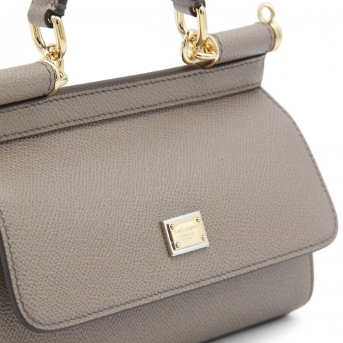 BEIGE LEATHER SICILY SMALL TOP HANDLE BAG