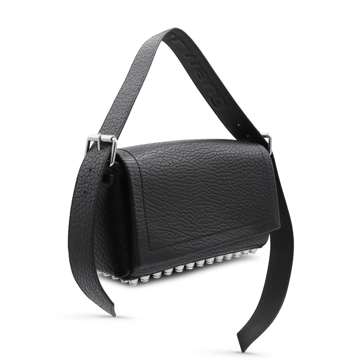 BLACK LEATHER RICCO MEDIUM SHOULDER BAG