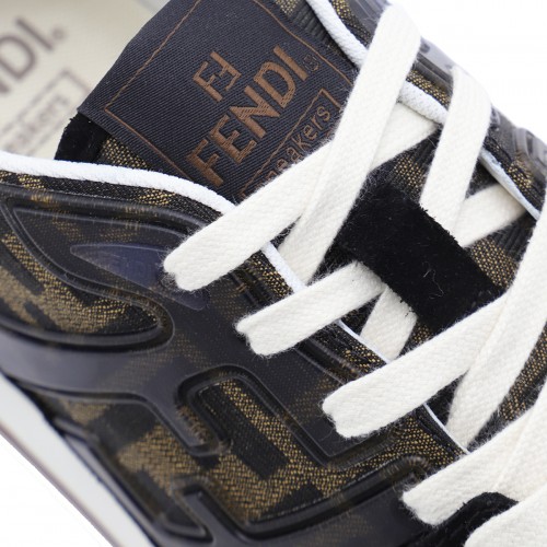 BLACK AND BROWN LEATHER MATCH SNEAKERS 