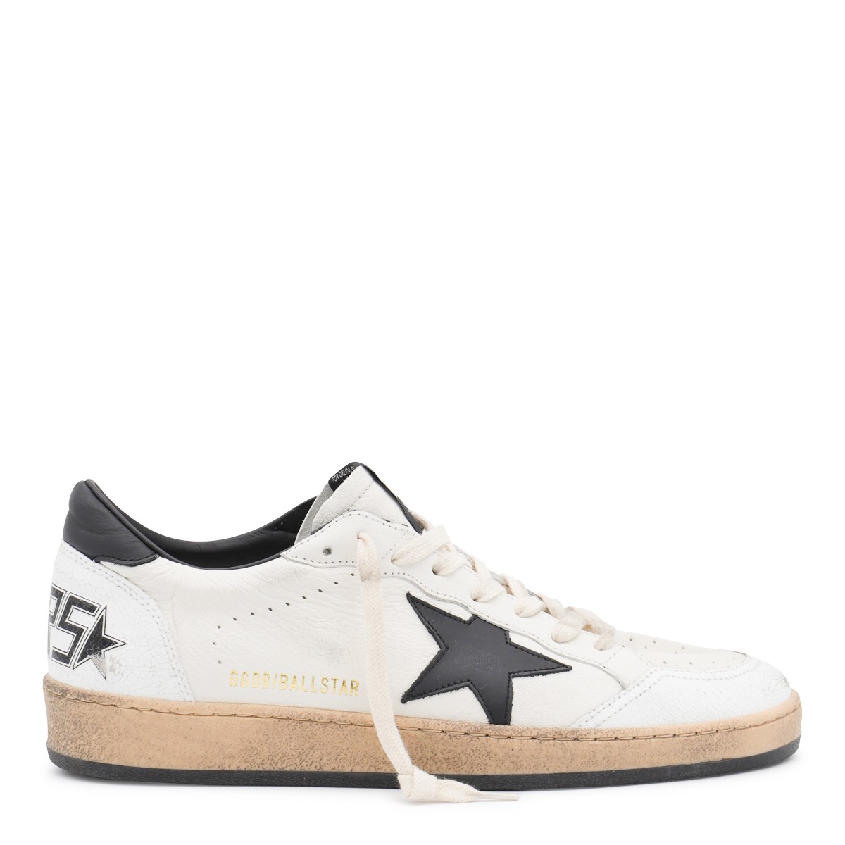 WHITE AND BLACK LEATHER BALLSTAR SNEAKERS