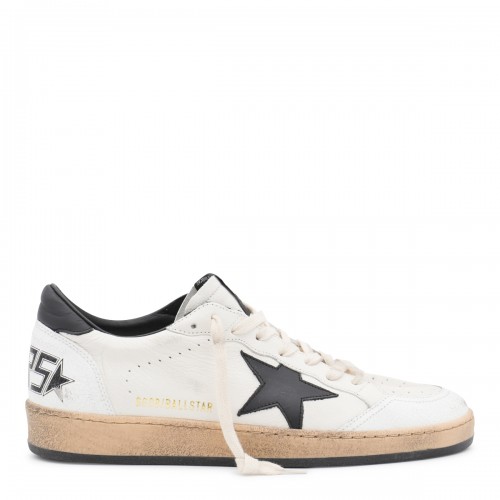 WHITE AND BLACK LEATHER BALLSTAR SNEAKERS