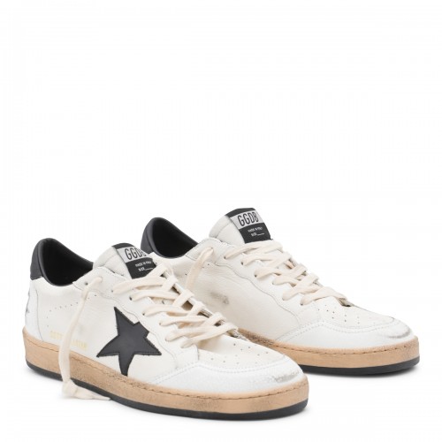 WHITE AND BLACK LEATHER BALLSTAR SNEAKERS
