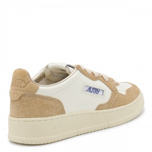 WHITE AND BEIGE LEATHER MEDALIST LOW SNEAKERS