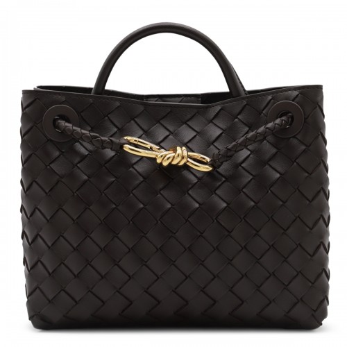 DARK BROWN LEATHER SMALL ANDIAMO TOP HANDLE BAG