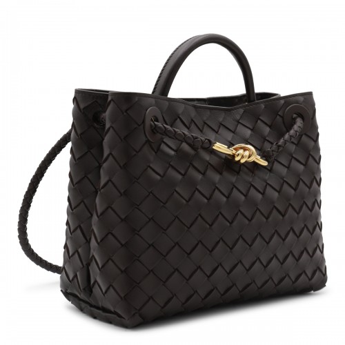 DARK BROWN LEATHER SMALL ANDIAMO TOP HANDLE BAG