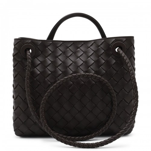 DARK BROWN LEATHER SMALL ANDIAMO TOP HANDLE BAG