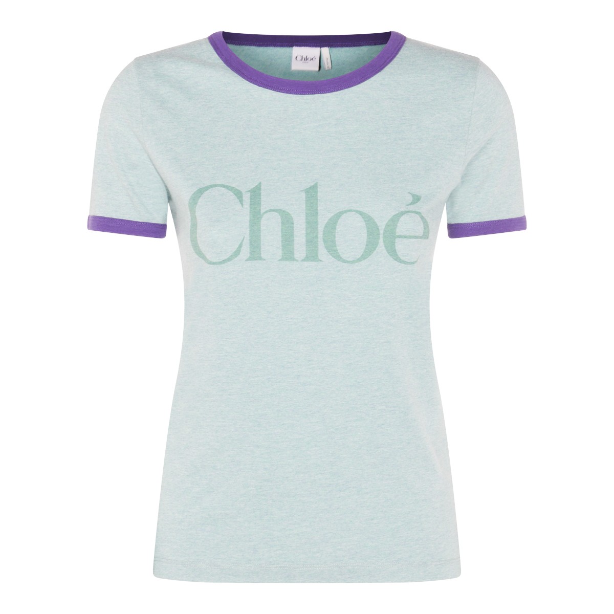 GREEN AND PURPLE COTTON T-SHIRT