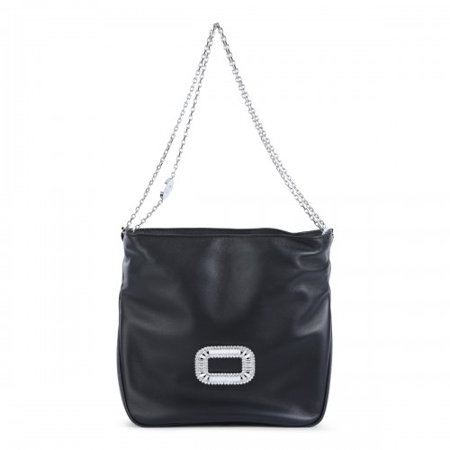 BLACK LEATHER MINI PILGRIM SATCHEL