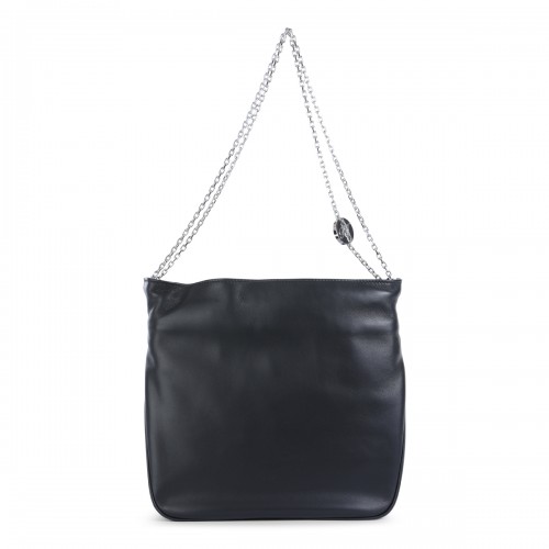 BLACK LEATHER MINI PILGRIM SATCHEL