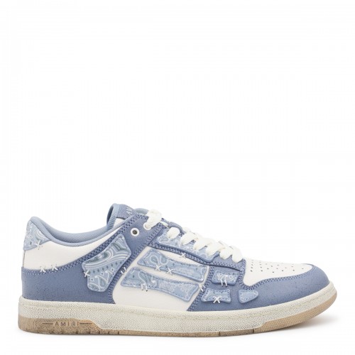 BLUE AND WHITE LEATHER BANDANA SKEL LOW TOP SNEAKERS