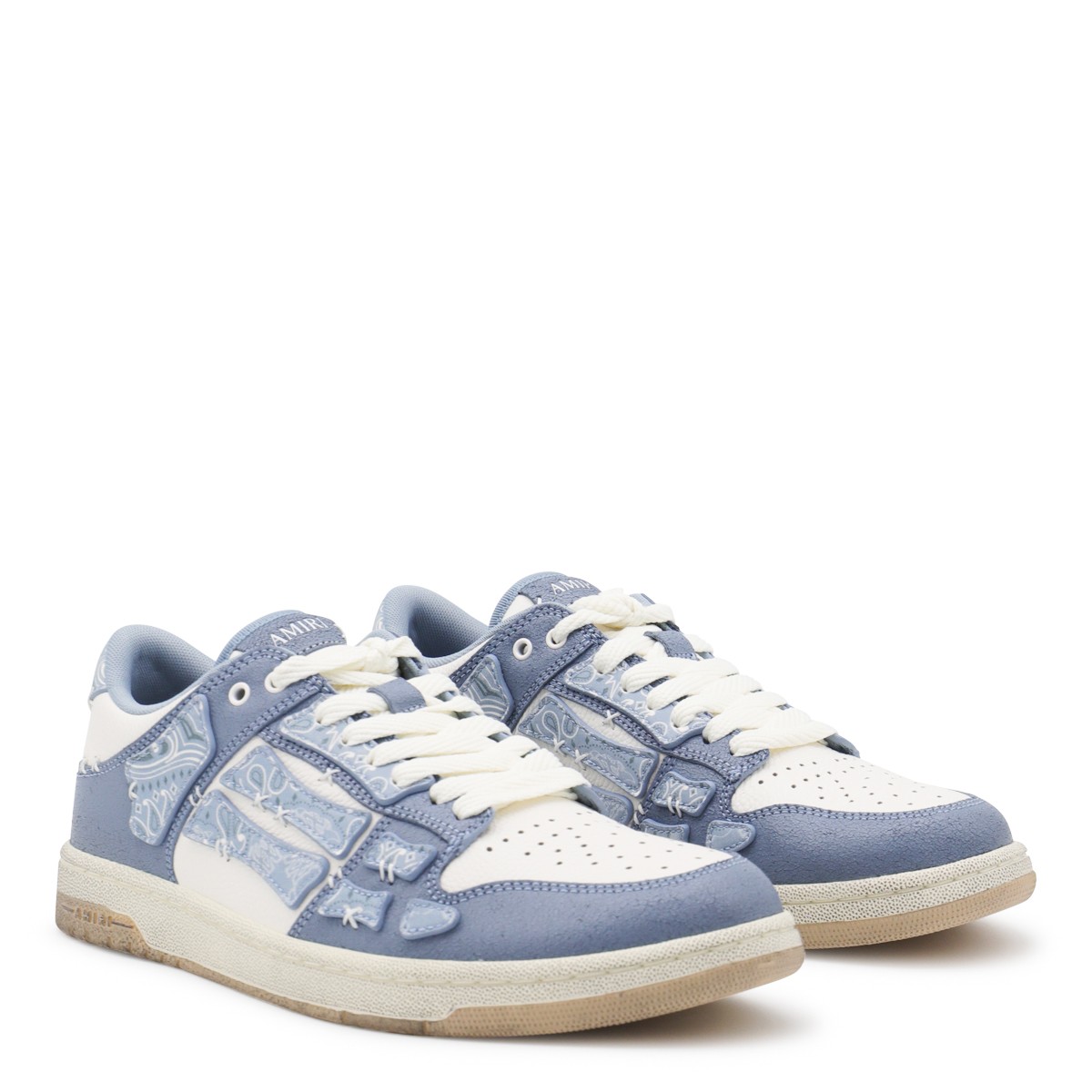 BLUE AND WHITE LEATHER BANDANA SKEL...