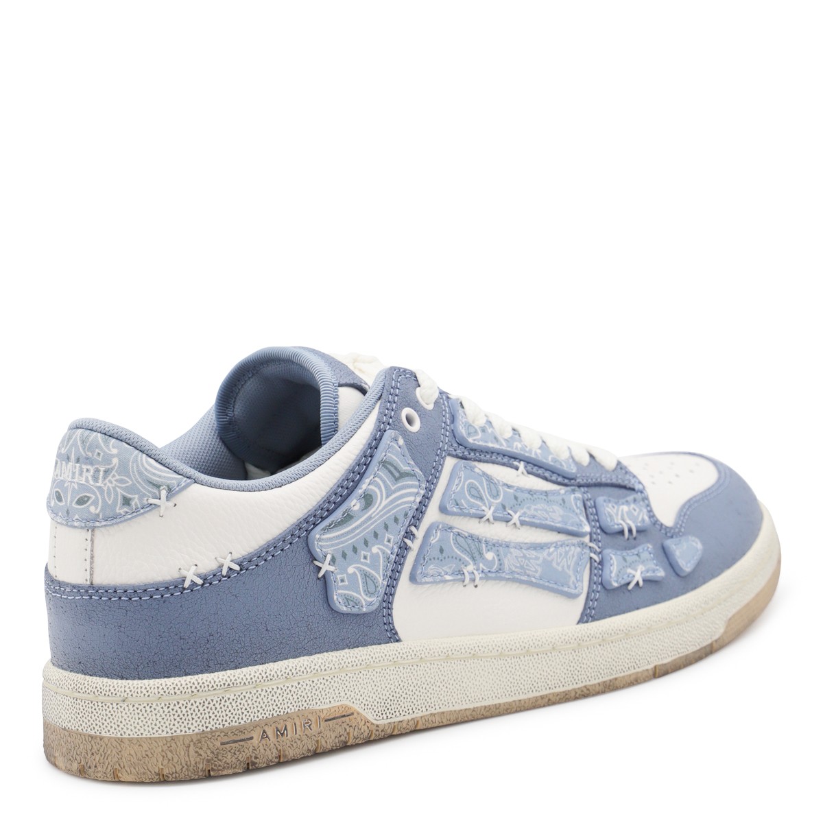 BLUE AND WHITE LEATHER BANDANA SKEL...